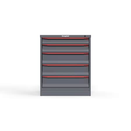 Strong Hold 5 drawer cabinet - (1x 3ft, 1x 4ft, 3x 6ft) - Red accents - Keyed Different S3036-PPDAS-0504DS