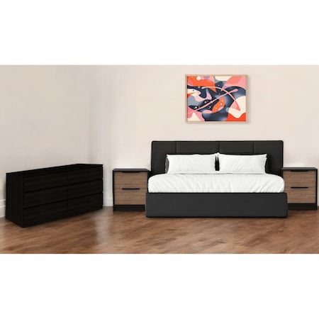 Homeroots Three Piece Brown and Black Bedroom Set 530257