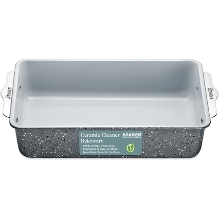 Bakken-Swiss Square Cake Pan, Aluminized Steel, Ceramic Non-Stick, Non-Toxic, Heavy-Duty, Durable, Ideal Size SBKCRSTBKMARPAN