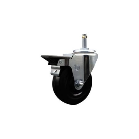 Service Caster 4'' Hard Rubber Wheel Swivel 7/16'' Grip Ring Stem Caster with Brake SCC-GR20S414-HRS-PLB-716138