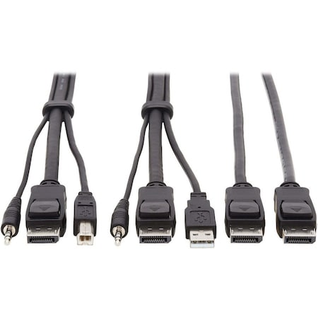 Eaton EATON Tripp Lite Series Dual DisplayPort KVM Cable Kit - DP, USB, 3.5 mm Audio 3xM/3xM + DP M/M P783-006-DP
