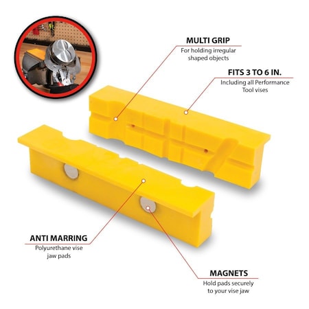 Performance Tool POLYURETHANE SOFT GRIP VISE JAWS MV1