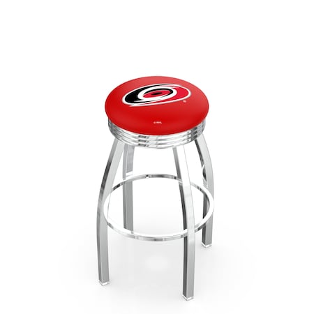 Holland Bar Stool Co 25" Chrome Carolina Hurricanes Swivel Bar Stool, Accent Ring L8C3C25CarHur