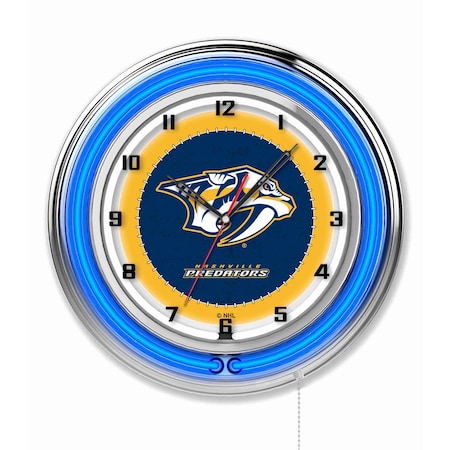 Holland Bar Stool Co Nashville Predators Double Neon 19" Clock, NHL Clk19NshPre
