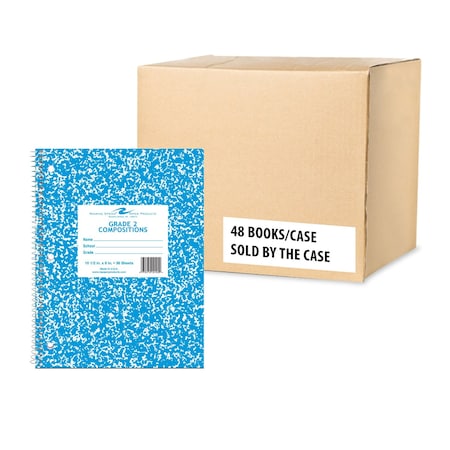 Roaring Spring Case of Grade Two Wirebound School Notebooks, 10.5"x8", 36 sheets/book, 3-Hole Punched, PK48 10102CS