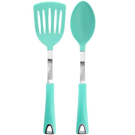 Martha Stewart Everyday Drexler 2 Piece Slotted Turner and Serving Spoon Set in Turquoise 141111.02