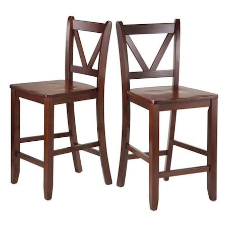 Juki Furniture 24 in. Victor V Back Counter Stools - 2 Piece, 2PK JU609854