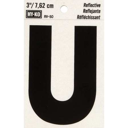 Hy-Ko Vinyl 3'' Reflective Adhesive Letter U RV-50U