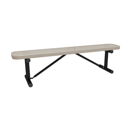 Leisure Craft 6' Standard Bench With No Back, Perforated Metal, Portable, Sandstone B6XPP-PERF-SANDSTONE