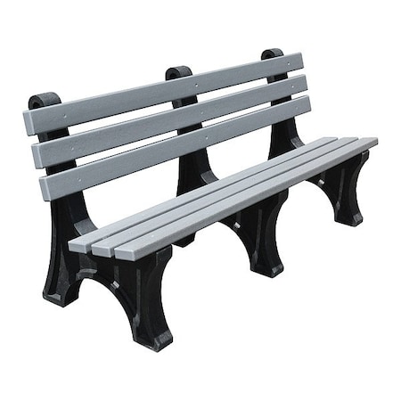 Zoro Select Outdoor Bench, Gray, Plastic, Plank, 72" L 830KM5