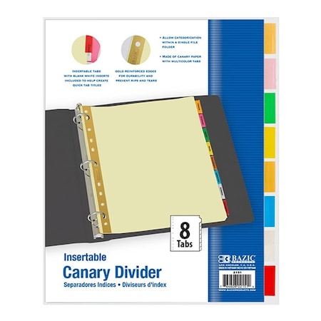 Bazic Products Canary Paper Dividers with 8-Insertable Color Tabs 2151