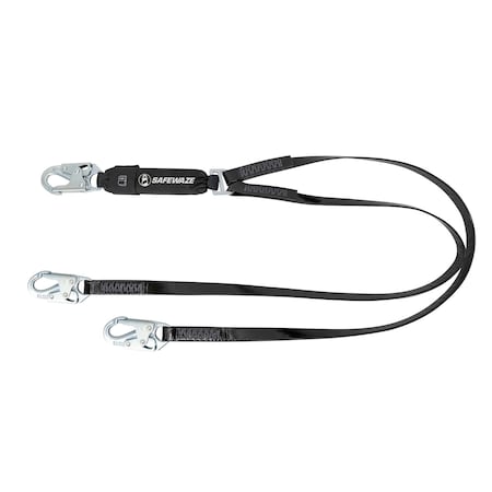 Safewaze PRO-Shield 6ft Energy Absorbing Lanyard: Dual Leg, Snap Hooks 024-2140