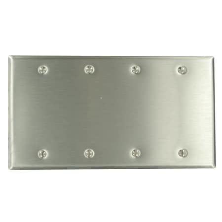 Leviton 4-Gang Blank Device Wallplate, Standard Size, Non-Magnetic Stainless Steel 84064-40