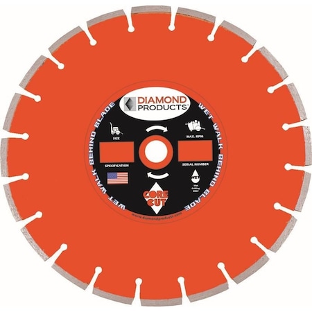 Diamond 14" X .125 Heavy Duty Orange Walk Behind Blade Cured Concrete Hard Aggregate 35386