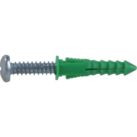 Hillman No, 12 - No, 14 - No, 16 Thread x 1-1/2'' Green Ribbed Plastic Anchor, 20 Ct. 41822