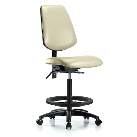 Blue Ridge Ergonomics Vinyl, Polyurethane Foam, Adobe White, 26" to 35" Seat Height, No Arms Arms, Rolling BR-VHBCH-MB-RG-T0-A0-BF-RC-8501
