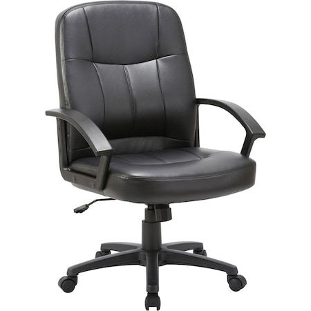 Lorell Managerial Chair Lorell Mid-Back Desk Chair, Open Loop Arms, 17-1/2" Height, Leather, Black LLR60121