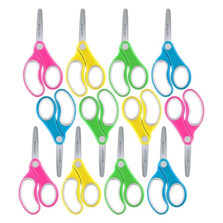 Westcott Soft Handle 5" Kids Scissors, Blunt, Assorted Colors, 12PK 14726