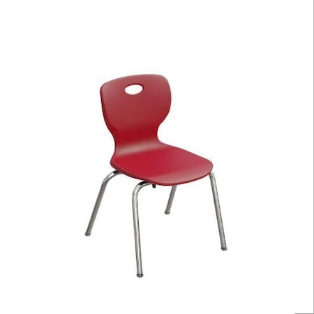 Correll Stacking Student Chair, 14in, Light Texture Seat, Chrome Legs, Red, 4PK CSCHR14-25-4PK