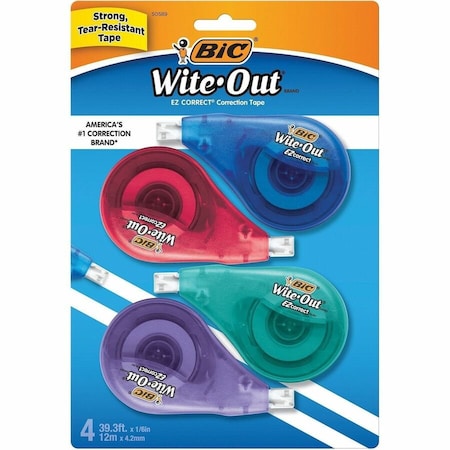 Bic Single Line Correction Tape 1/5" x 39.9' White 4 Pack WOTAPP418