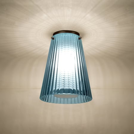 Besa Lighting Dion Ceiling, Blue Shade, Bronze Finish, 1x60W E26 base DIONBLC-BR