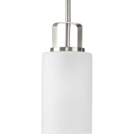 Progress Lighting League Collection One-Light Etched Glass Mini-Pendant Hanging Light in Brushed Nickel P500341-009