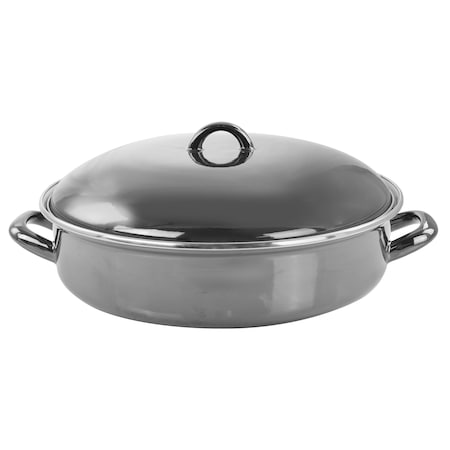 Gibson Home 5 Quart Gray Enamel on Steel Braiser Pan with Lid 129980.02