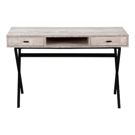 Homeroots 47" Taupe and Black Computer Desk With Two Drawers 333546