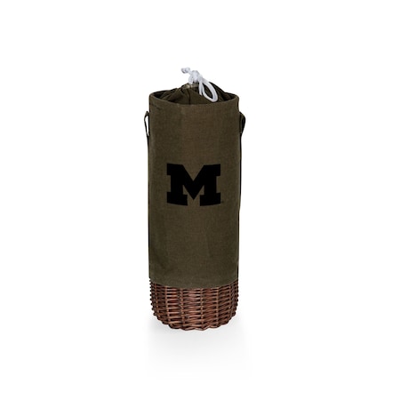 Picnic Time Family Of Brands NCAA Michigan Wolverines Malbec Insulated Canvas and Willow Wine Bottle Basket 201-00-140-344-0