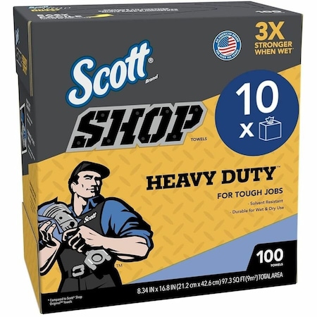 Scott Scott Dry Wipe, 10 Sheets, No Roll, Blue, 10 PK 54014