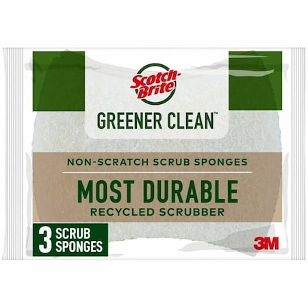 Scotch-Brite Greener Clean Series Non-Scratch Scrubber, Cellulose Abrasive, 83 mm L, 66 mm W, Brown, 3PK 97033-UG