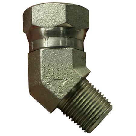 Gizmo 39005500 .37 in. Male Pipe x .50 in. Female Pipe, 45 Degrees Swivel, Hydraulic Adapter GI569197
