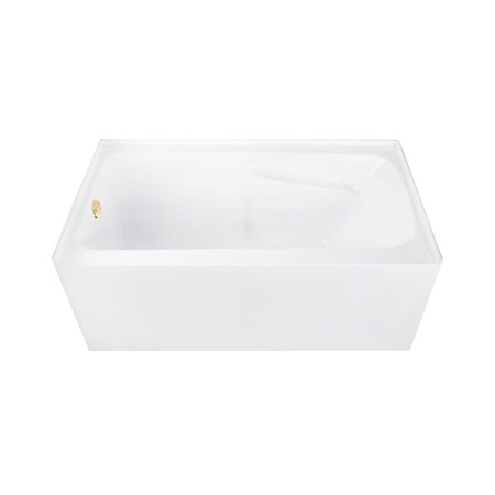 Kingston Brass 54" Acrylic Rectangular 3-Wall Alcove Tub Combo w/ Armrests in Glossy White/Polished Brass CVTAP543023L2