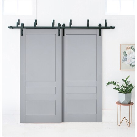 Sartodoors Sliding Closet Barn Bypass Doors Grey 36x84 (2* 18x84) Solid Core Modern Interior VEREGIO7411BBB-GRE-3684