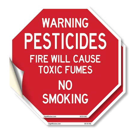 Signmission Warning Pesticides Fire Will Cause, 10 inch X 10 inch, Vinyl Decal, 2PK OC-D-2PACK-10-341