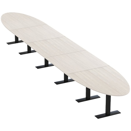 Skutchi Designs 22ft Conference Table With Power Unit | 20 Person Modular Oval Meeting Table | Harmony Series HAR-OVL-48X264-T.BK-K458-NA