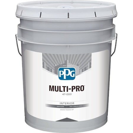 Ppg MULTI-PRO 47-186/05 Interior Paint, Flat Sheen, Snowbound, 5 gal 47-181/05