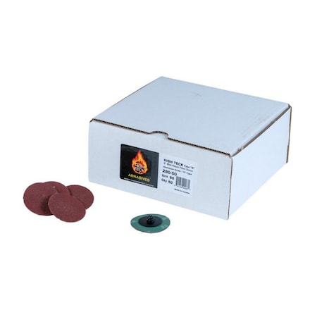 High Teck Products 2in R-Style Disc, 80 Grit, Aluminum Oxide, Polymer Backing, 50PK 280-50