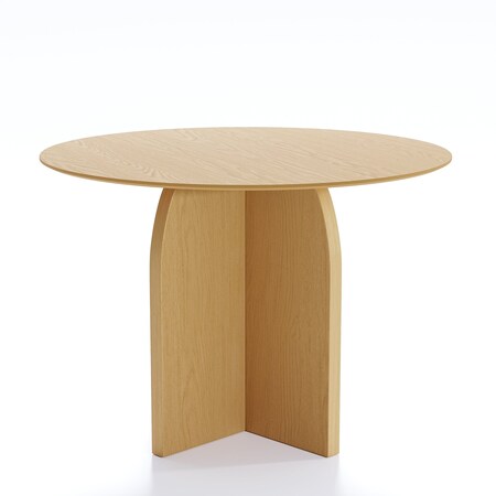 Homeroots 42" Beige Solid Wood Pedestal Base Round Top Dining Table 712165