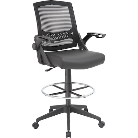 Boss Mesh Drafting Stool w/ Flip Arms B16223-BK