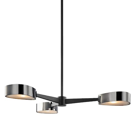 Troy Lighting Allisio 3 Light Chandelier 35.5 In. Textured Black/Black Chrome F7333-TBK/BCR