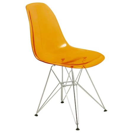 Leisuremod Cresco Plastic Dining Side Chair, Transparent Orange CR19TOR