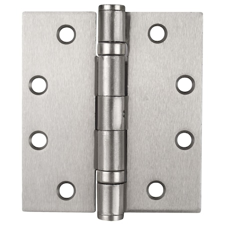 Global Door Controls 4.5 in. x 4 in. Satin Nickel Full Mortise Squared Ball Bearing Hinge with Non-Removable Pin CP4540BBNRP-US15