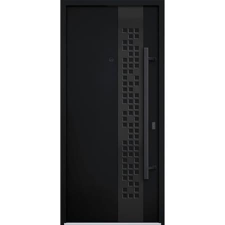 Vdomdoors Steel Door Deux 6078 Black Enamel Entry Door Painted W36xH80 Left hand Inswing DEUX6078EXD-BLK-W36 x H80-LH-I