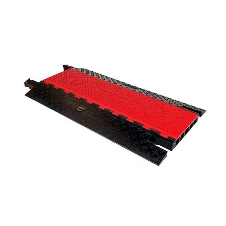 Rhinoguard Cable Protector, 2 in H, 36 in L, 19.80 in W, 5 Channel, Polyurethane, Black, Red RG513A-R/B