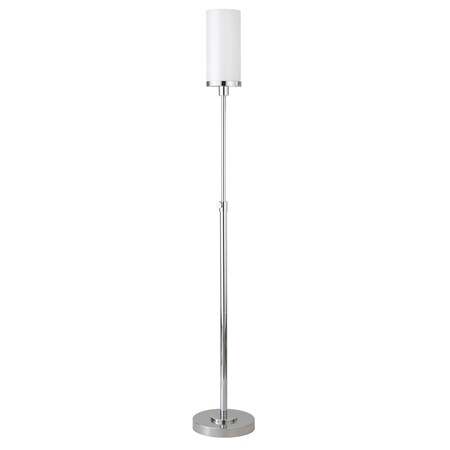 Homeroots 66" Nickel Torchiere Floor Lamp With White Frosted Glass Drum Shade 523379