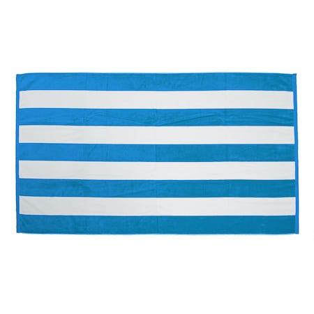 Towelsoft Premium Cabana Stripe Velour Beach Towel 35 inch x 60 inch-Aqua HOME-BV9006-AQUA