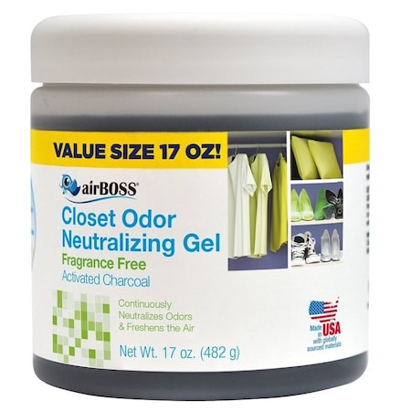 Airboss Closet Odor Neutralizer, Fragrance Free, 17 oz, Gel, Black 6114.6T