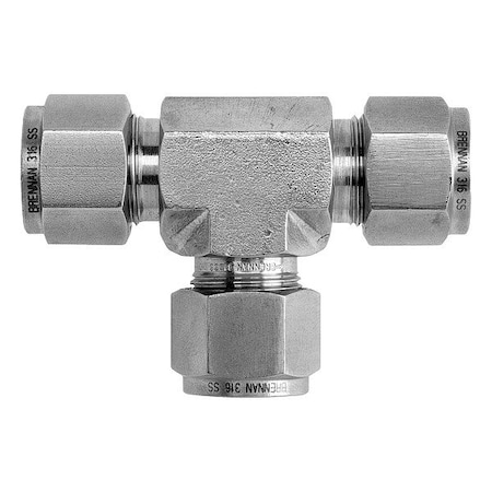 Brennan Industries Tee, SS, Comp 3/8", Comp 3/8", Comp 3/8" NS2603-08-06-06-SS