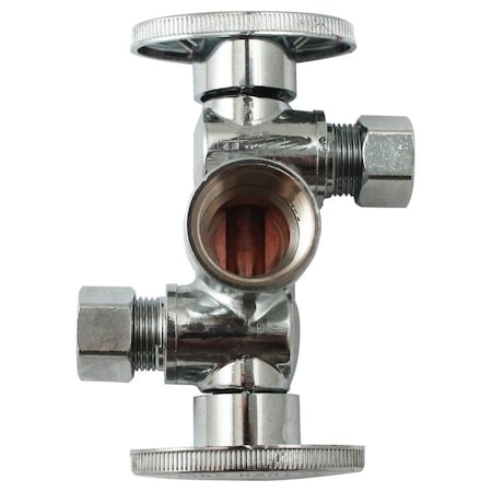 Plumb Pak Dual ShutOff Valve, 12 x 38 x 38 in Connection, FIP x Compression, 250 psi Pressure, Brass Body K2901DHLF